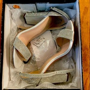 David’s Bridal Britt White Block 4 inch Heels